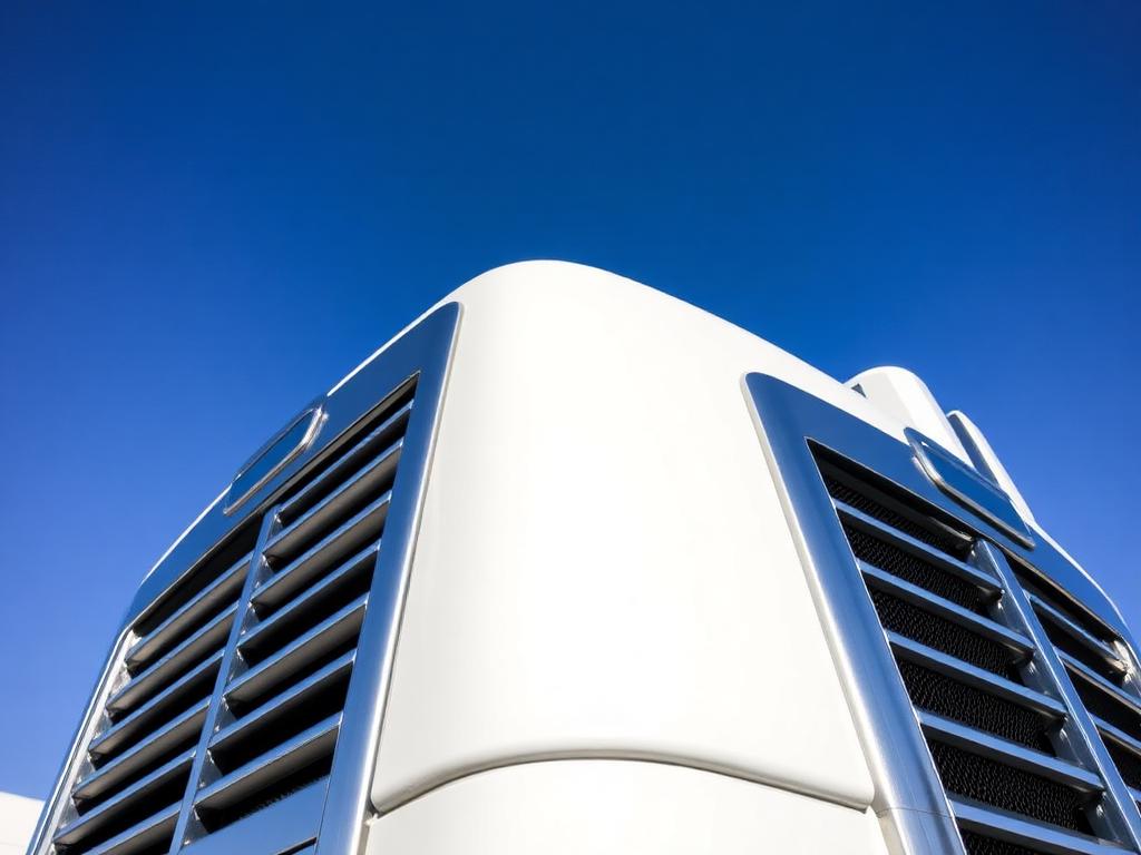 Close-up of a Lesedi Transport truck cab against a blue sky